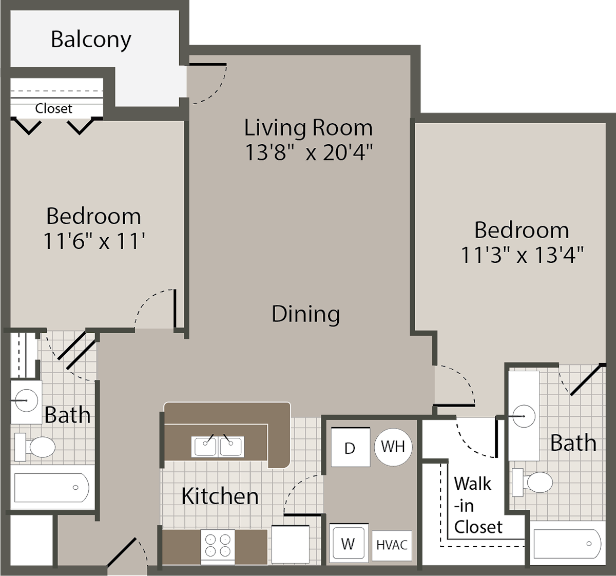 Floorplan diagram for Manchester, showing 2 bedroom