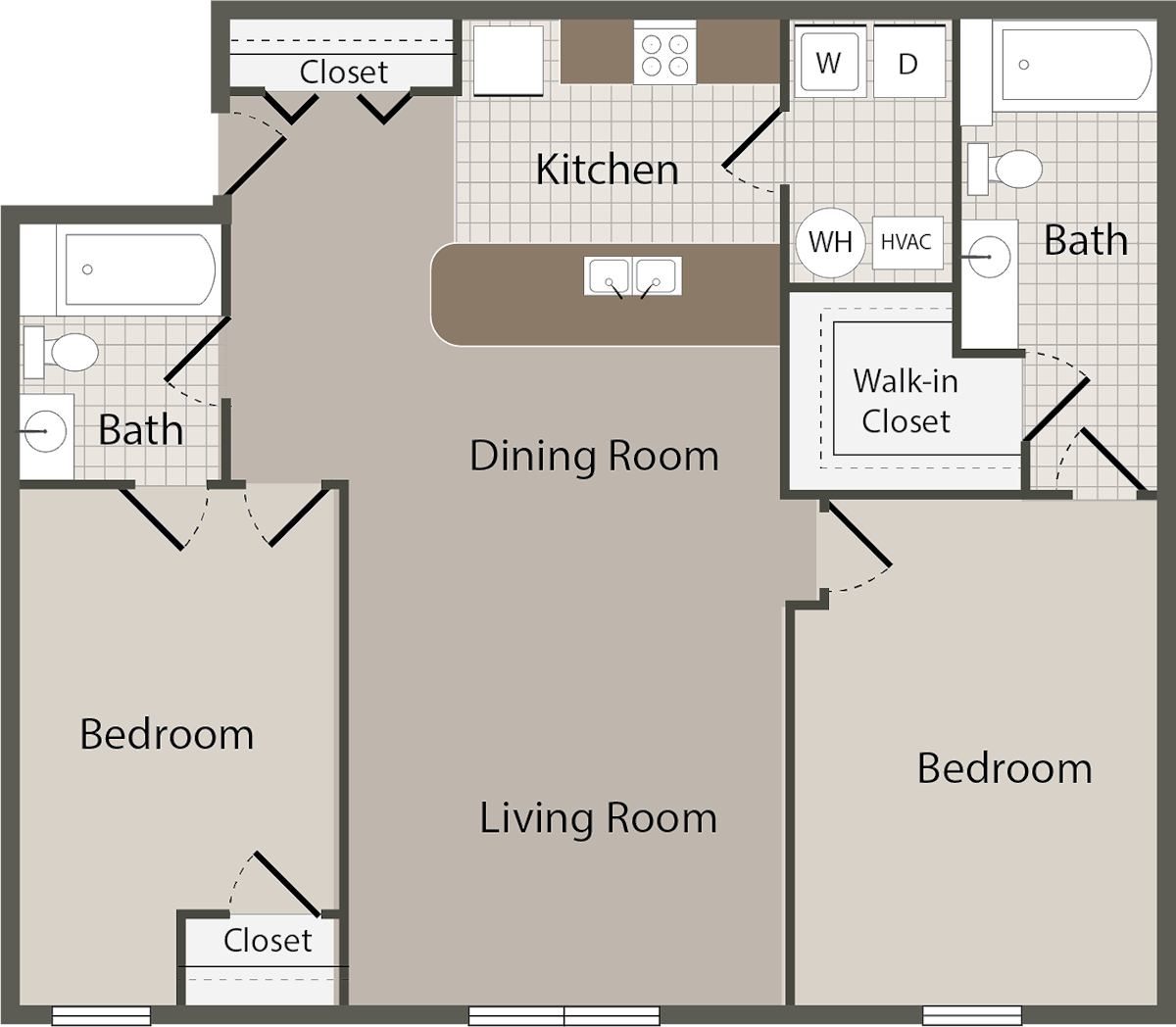 Floorplan diagram for Oxford, showing 2 bedroom