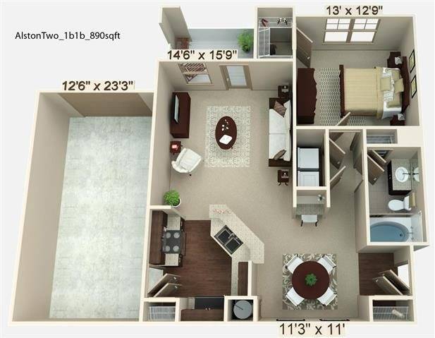 Floorplan diagram for Alston, showing 1 bedroom