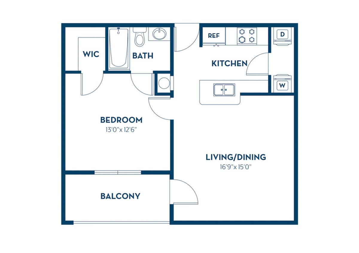 Floorplan diagram for Parkway 2 | Renovated, showing 1 bedroom
