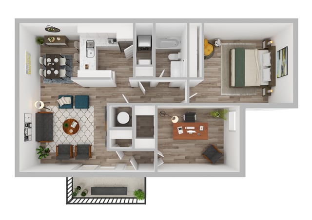 Floorplan diagram for Waterfall, showing 1 bedroom