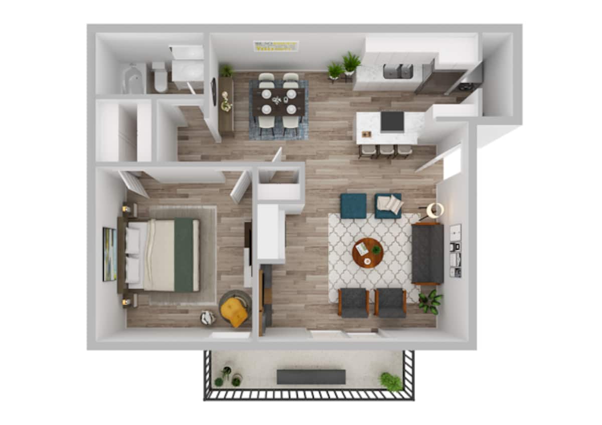 Floorplan diagram for Spring, showing 1 bedroom