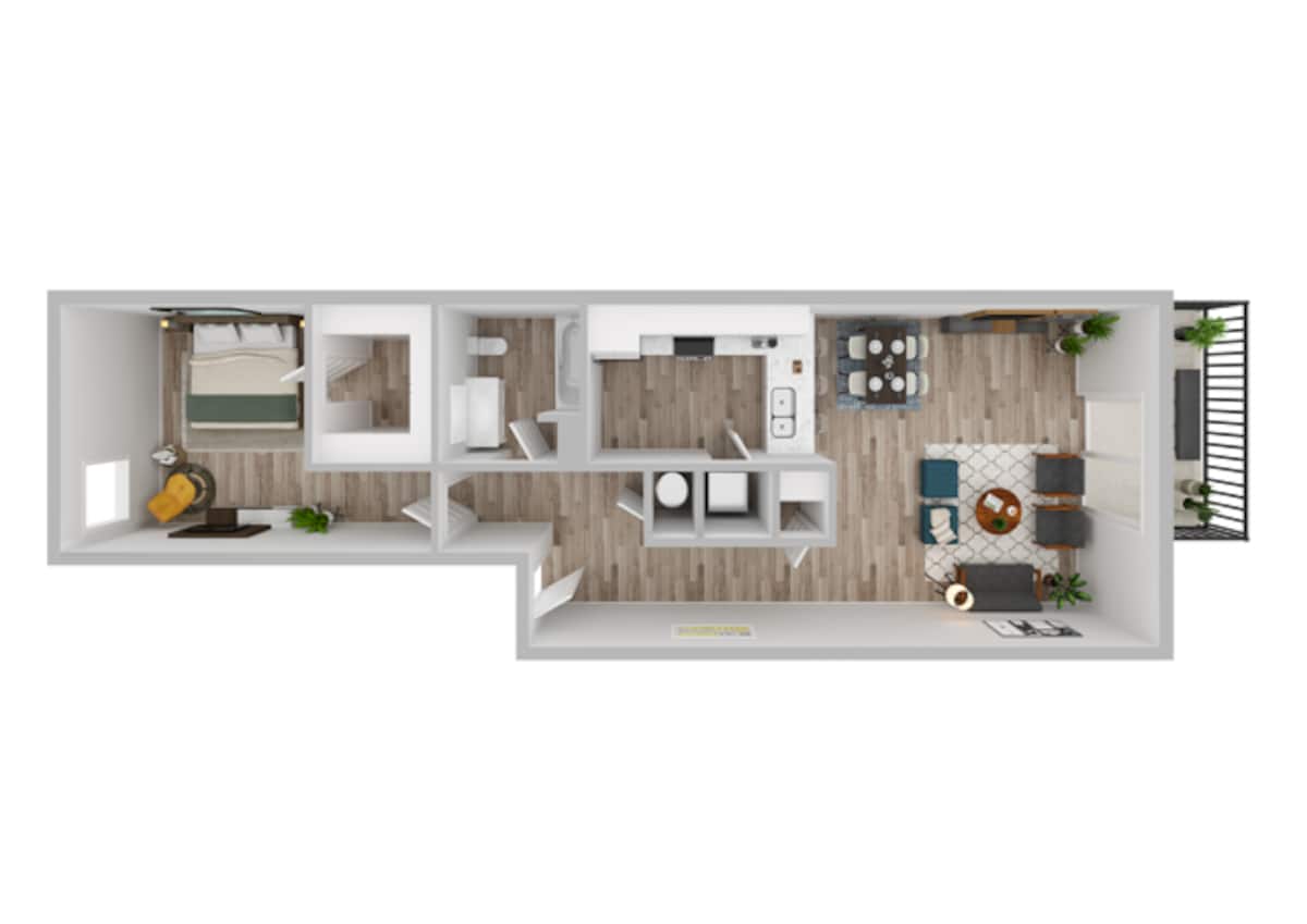 Floorplan diagram for Stream, showing 1 bedroom