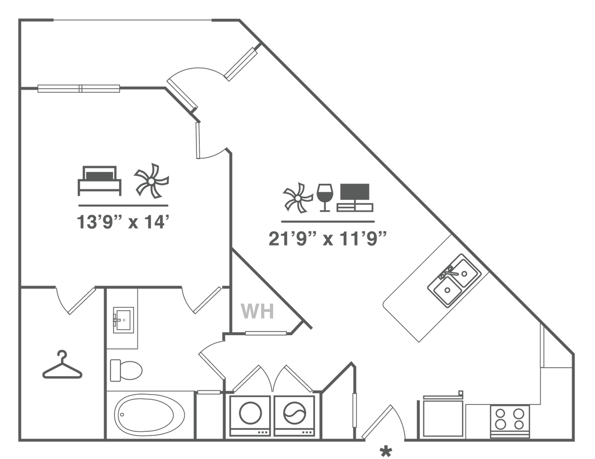 Floorplan diagram for A3, showing 1 bedroom