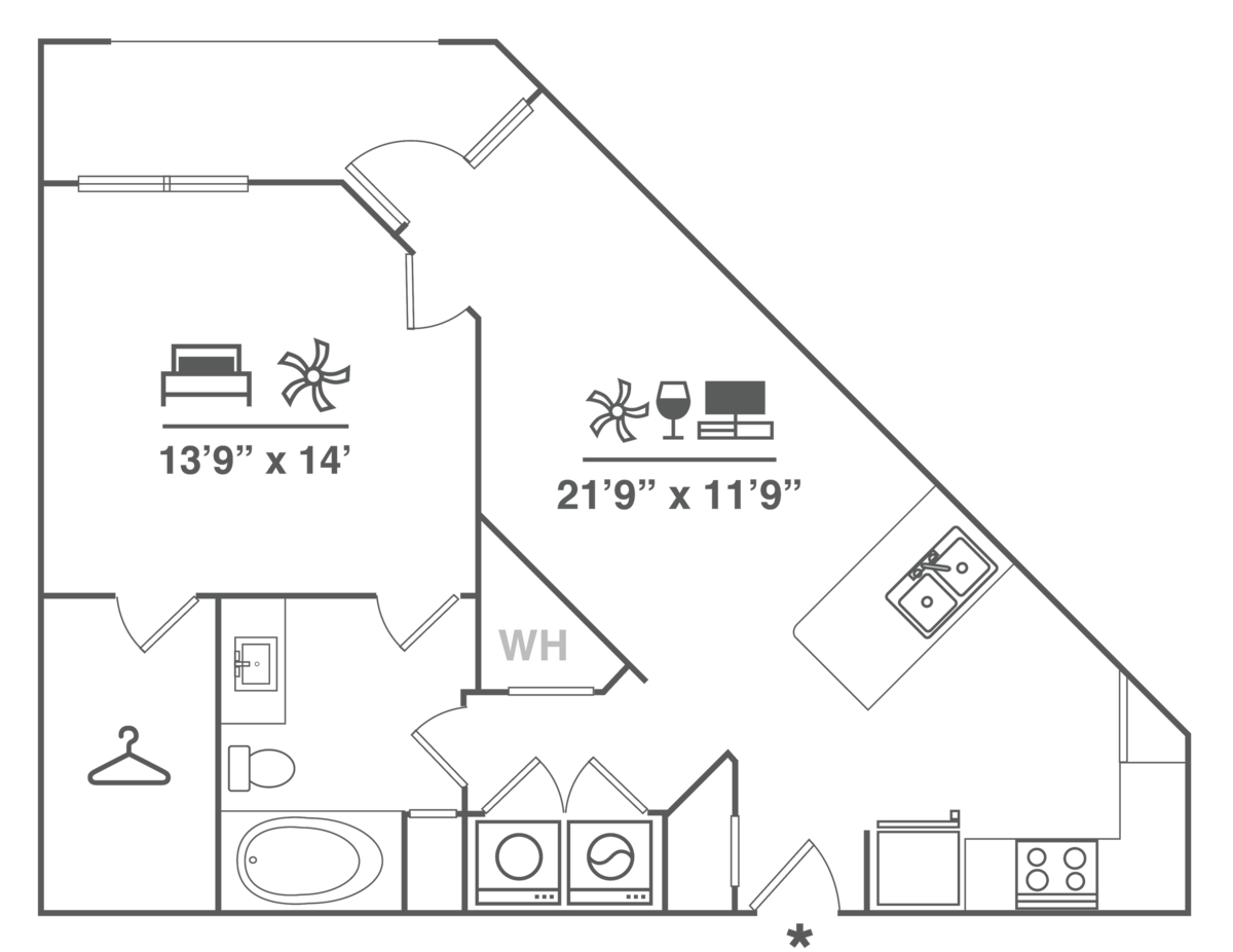 Floorplan diagram for A3, showing 1 bedroom