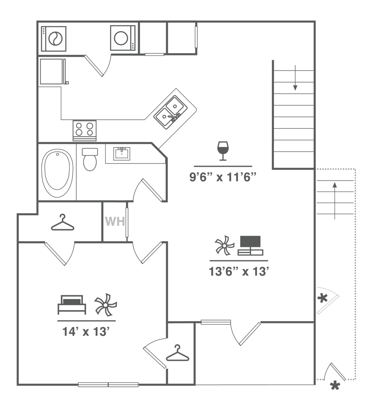 Floorplan diagram for A2UG, showing 1 bedroom