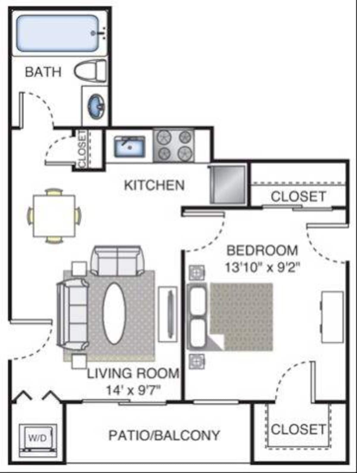 Floorplan diagram for Rembrandt, showing 1 bedroom