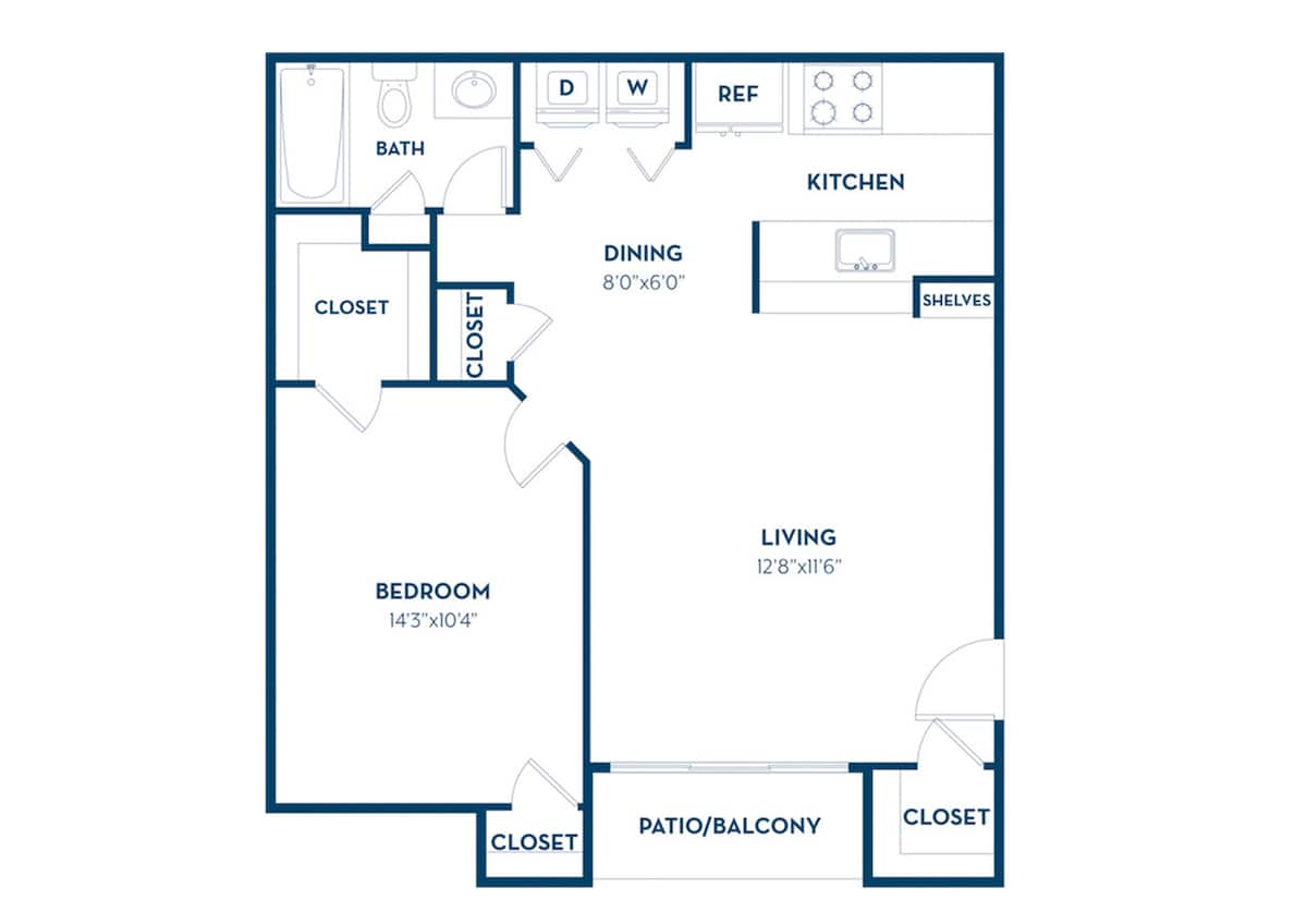 Floorplan diagram for Da Vinci | Renovated, showing 1 bedroom
