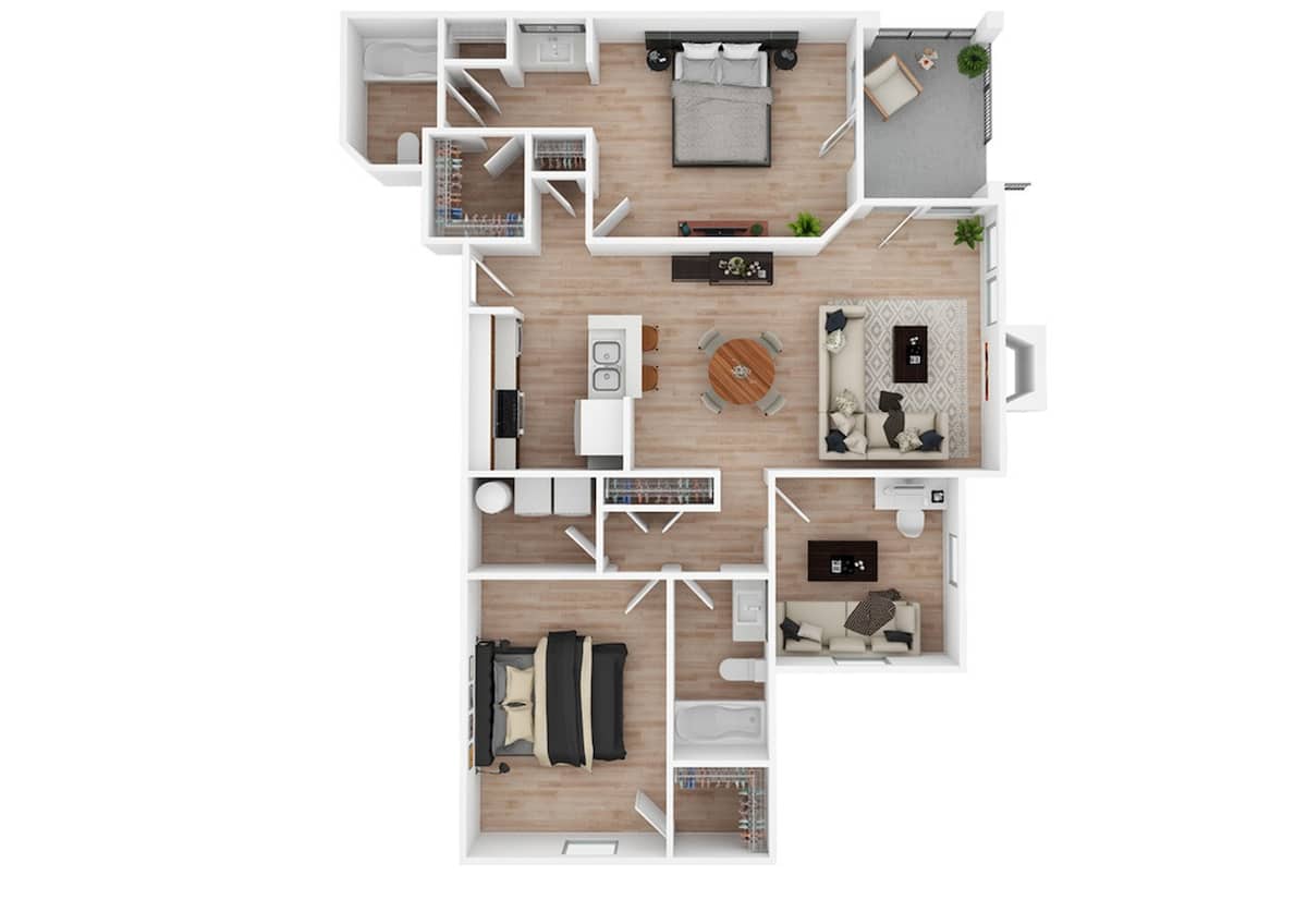 Floorplan diagram for Lake Wawasee, showing 2 bedroom