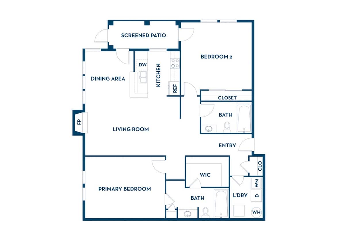 Floorplan diagram for Lake James, showing 2 bedroom