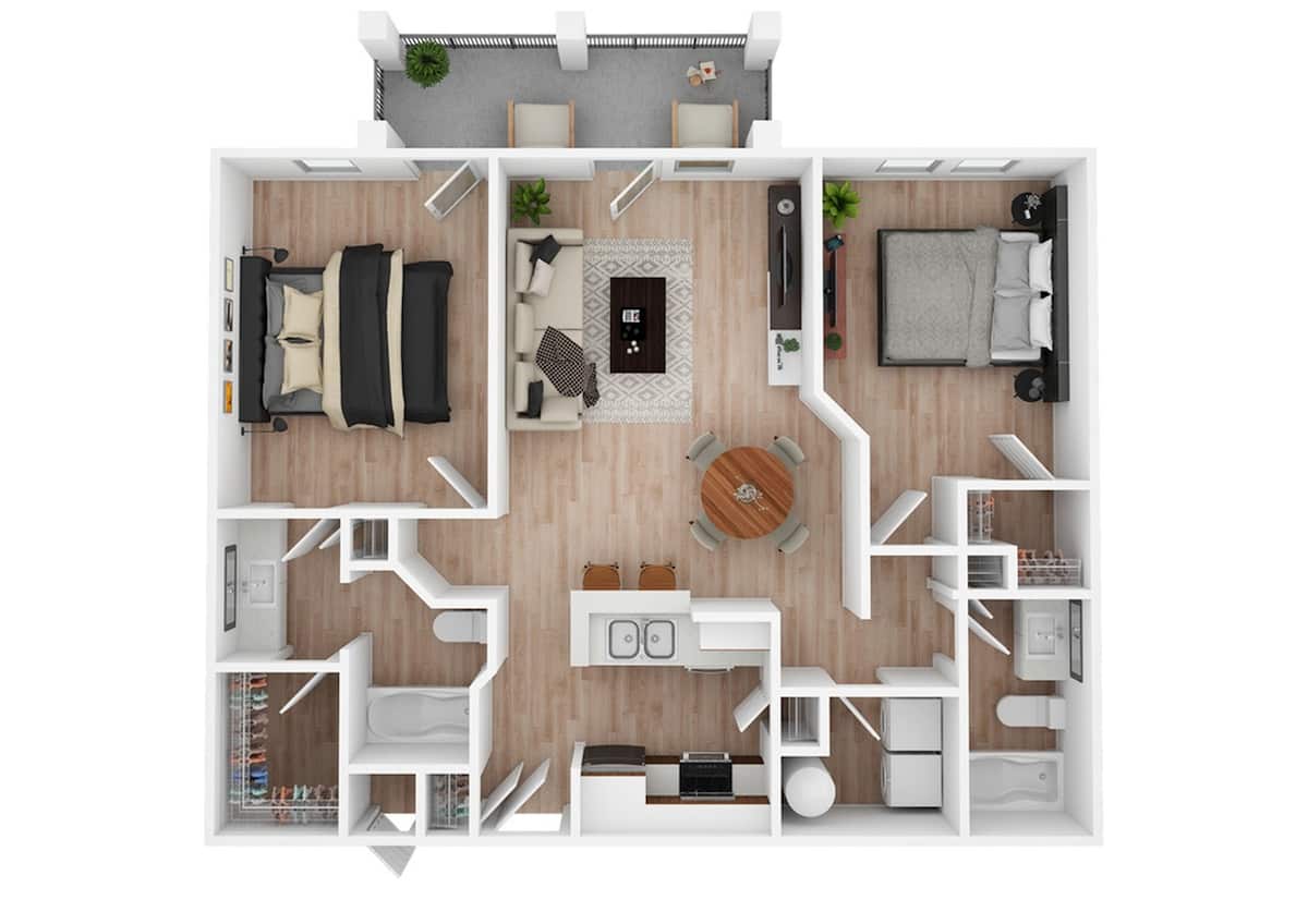 Floorplan diagram for Lake Tippecanoe, showing 2 bedroom