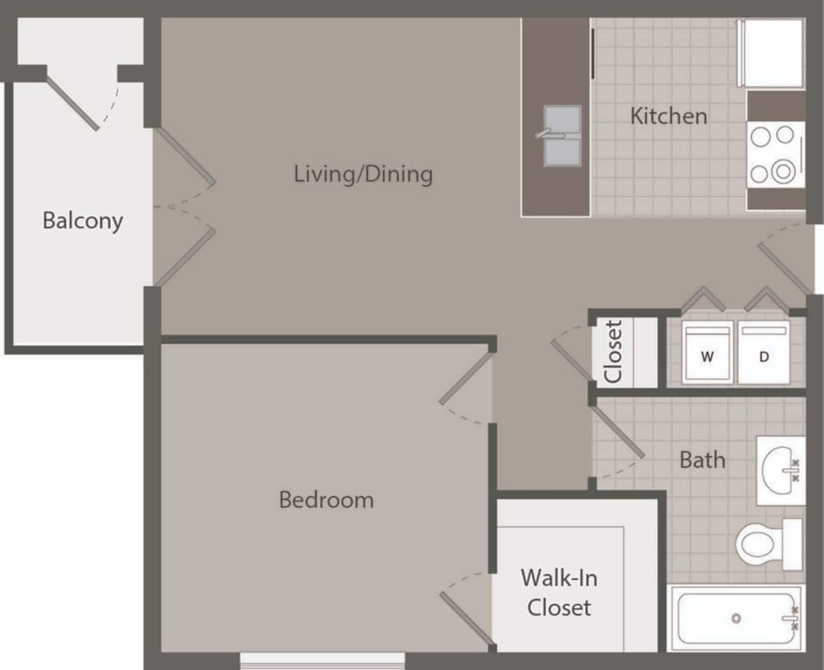 Floorplan diagram for Arlington, showing 1 bedroom