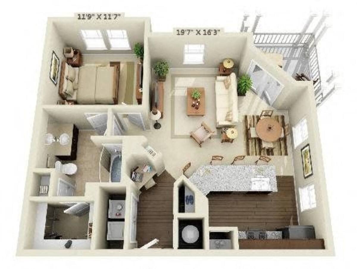Floorplan diagram for Jasper, showing 1 bedroom