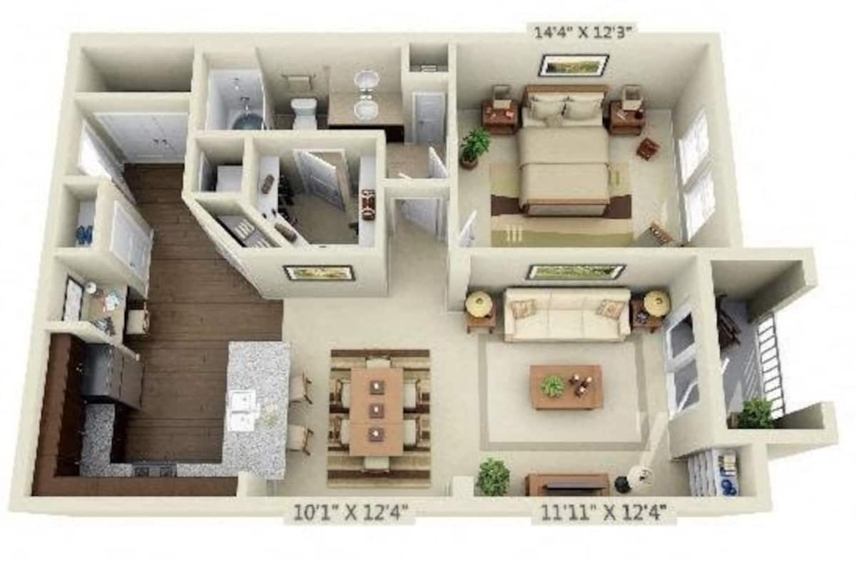 Floorplan diagram for Newport, showing 1 bedroom