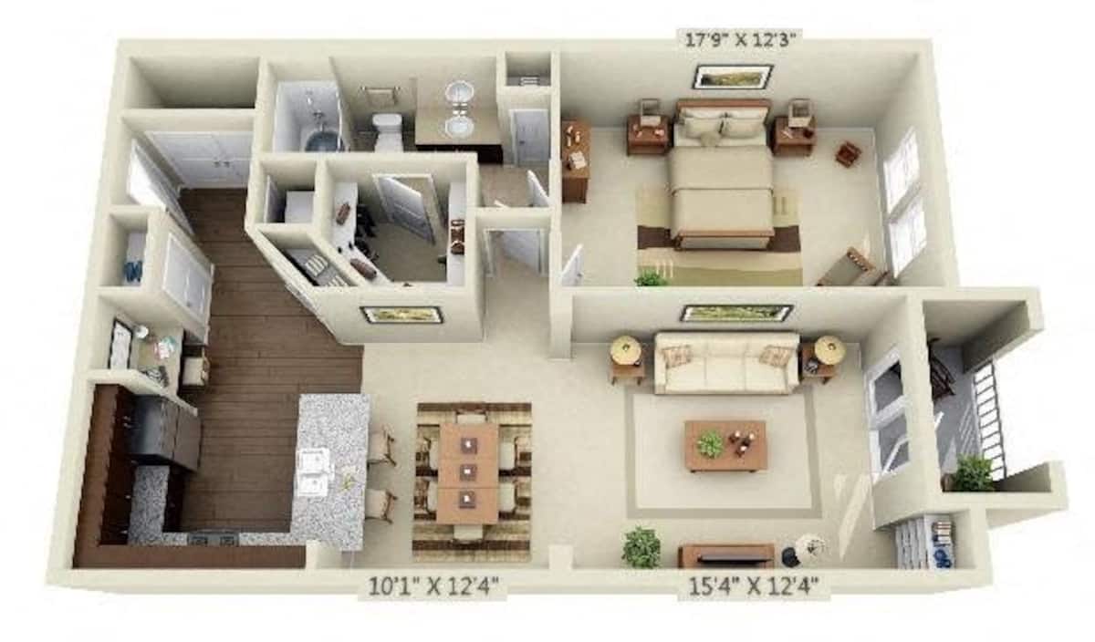 Floorplan diagram for Lockwood, showing 1 bedroom