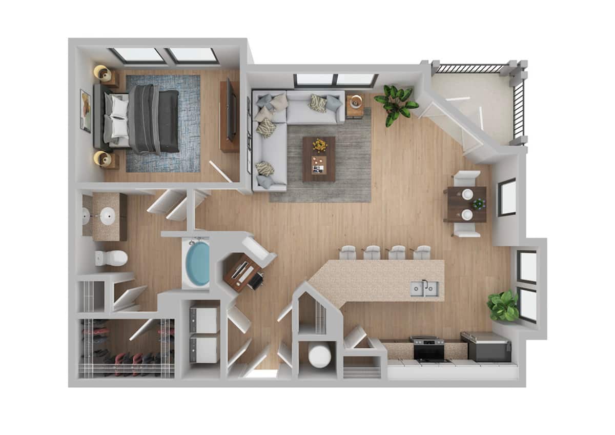 Floorplan diagram for Quartz | Renovated, showing 1 bedroom