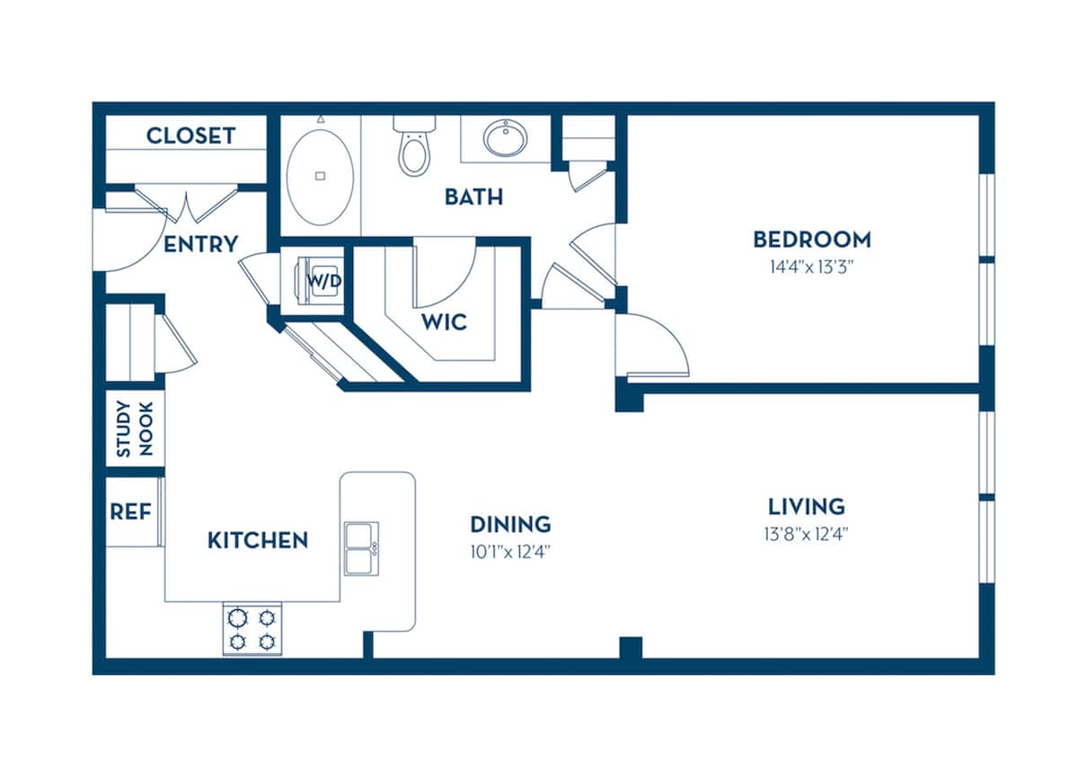 Floorplan diagram for Pamlico | Renovated, showing 1 bedroom
