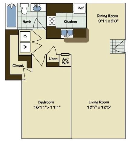 Floorplan diagram for A4, showing 1 bedroom