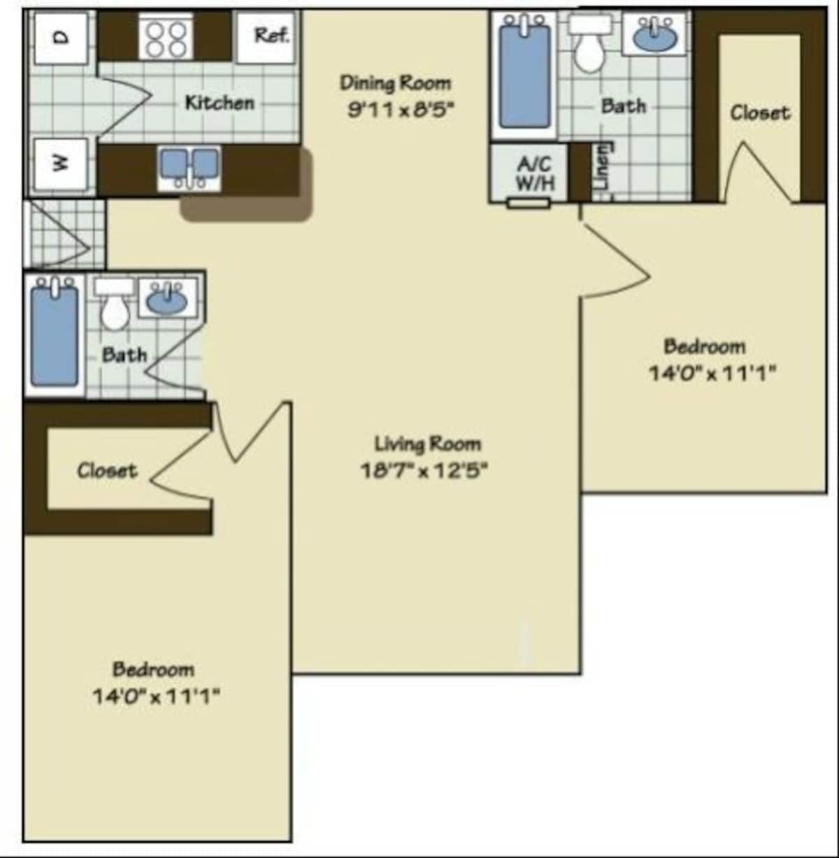 Floorplan diagram for B4, showing 2 bedroom