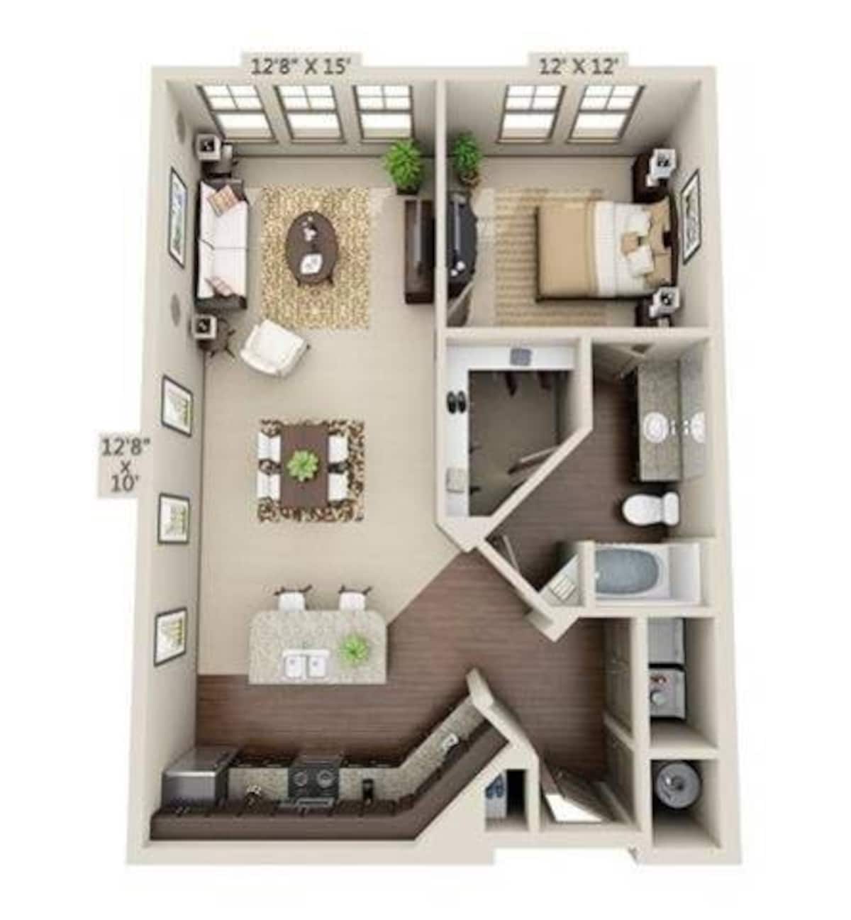 Floorplan diagram for Emory 3, showing 1 bedroom