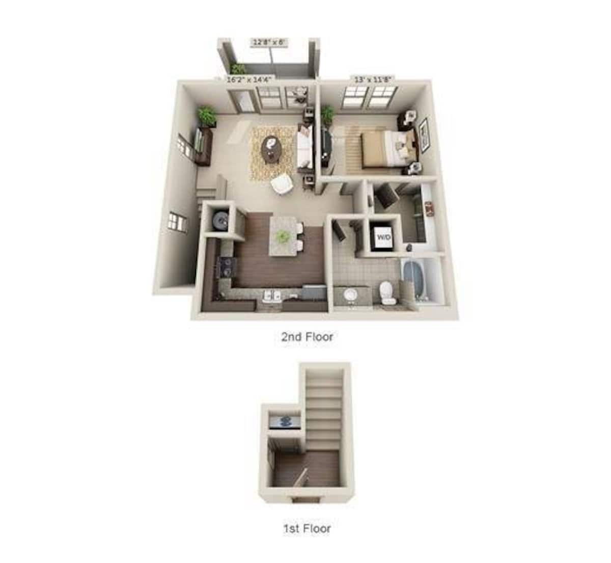 Floorplan diagram for Powell, showing 1 bedroom