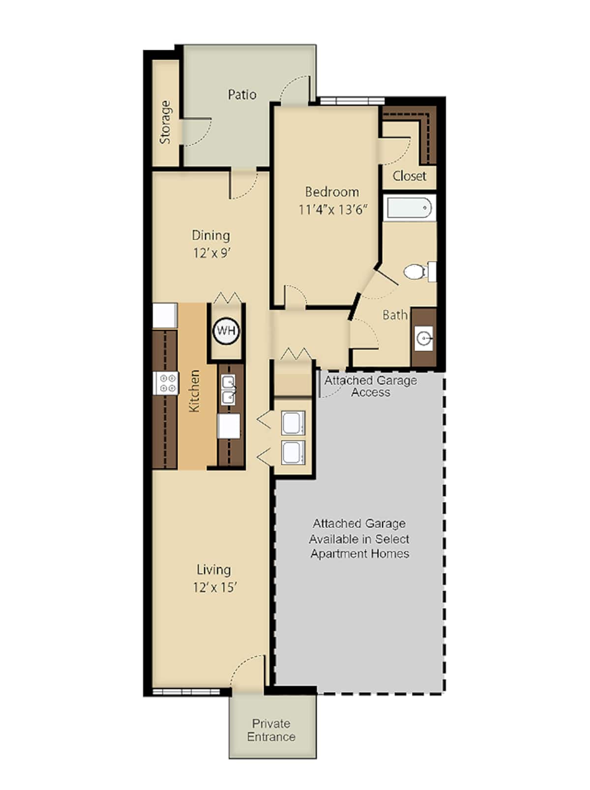Floorplan diagram for Windjammer 1, showing 1 bedroom