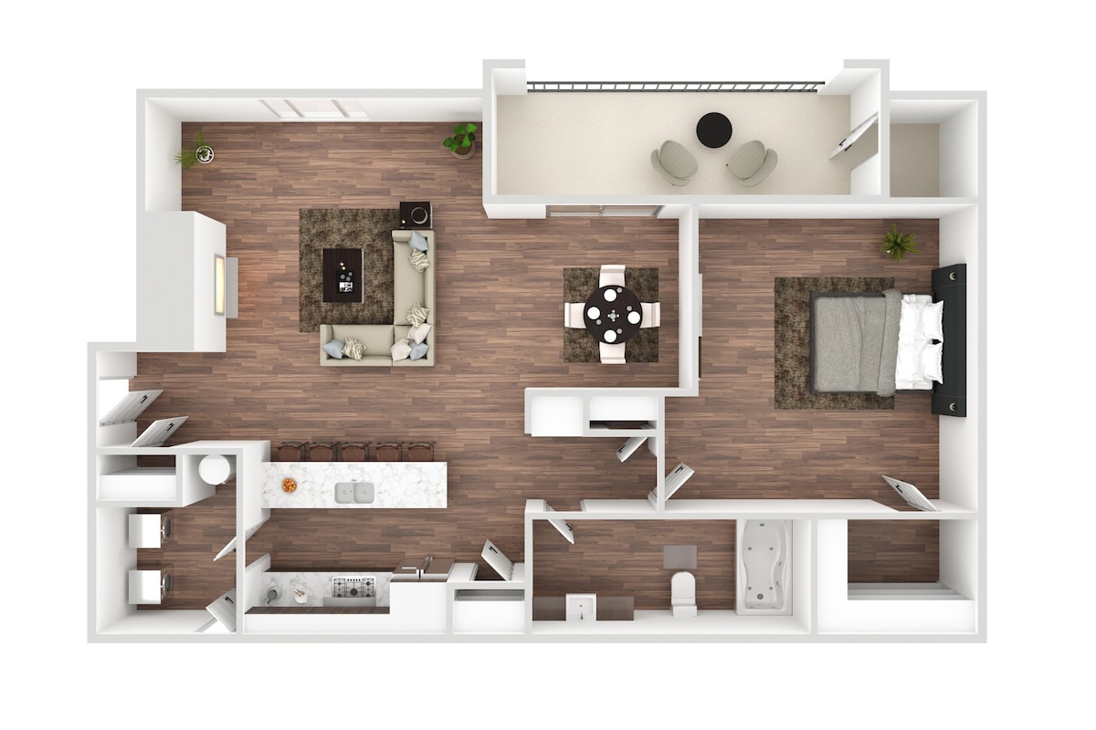 Floorplan diagram for Charlotte 1, showing 1 bedroom