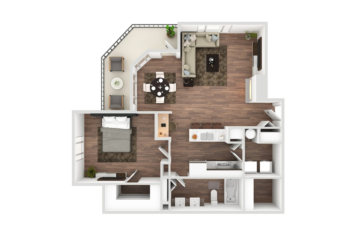 Floorplan diagram for Kitty Hawk, showing 1 bedroom