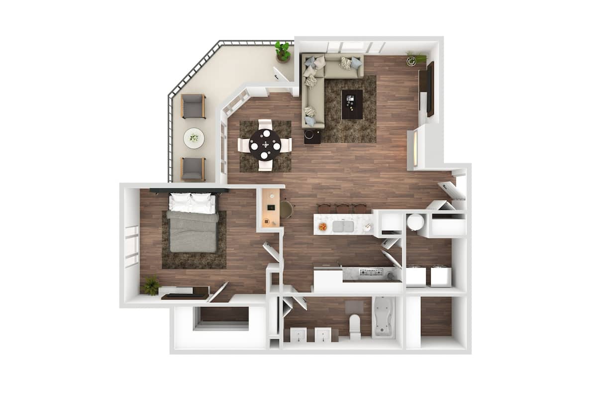 Floorplan diagram for Kitty Hawk, showing 1 bedroom