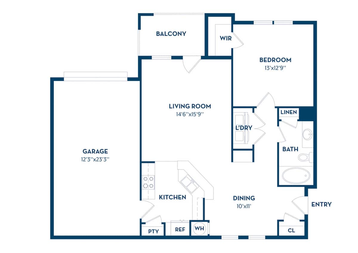 Floorplan diagram for Trent | Renovated, showing 1 bedroom