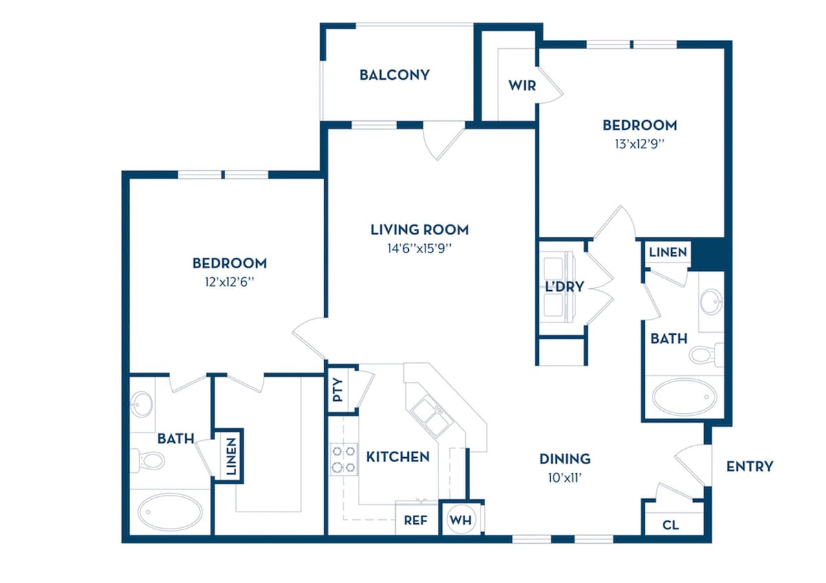 Floorplan diagram for Neuse | Renovated, showing 2 bedroom