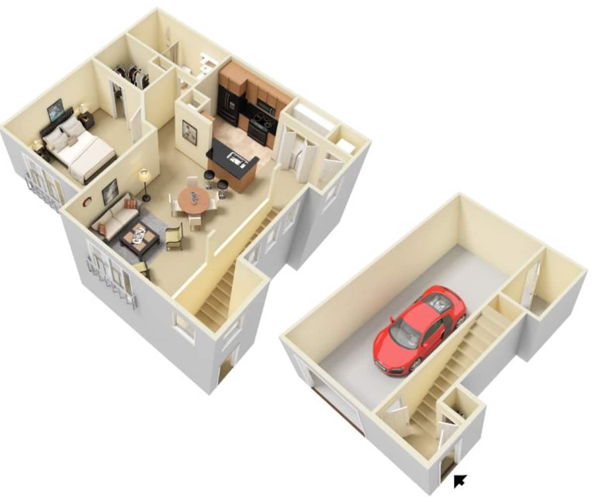 Floorplan diagram for Cerulean with Attached Garage, showing 1 bedroom