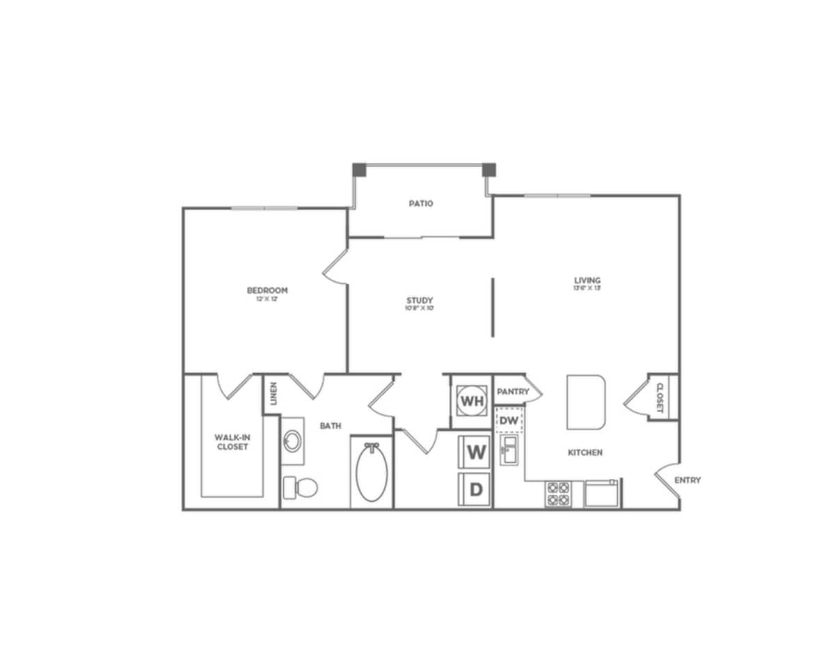 Floorplan diagram for Marquis, showing 1 bedroom