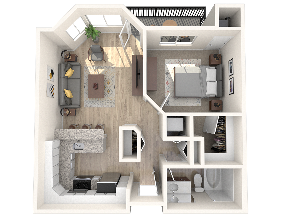 Floorplan diagram for 3a2-chur, showing 1 bedroom