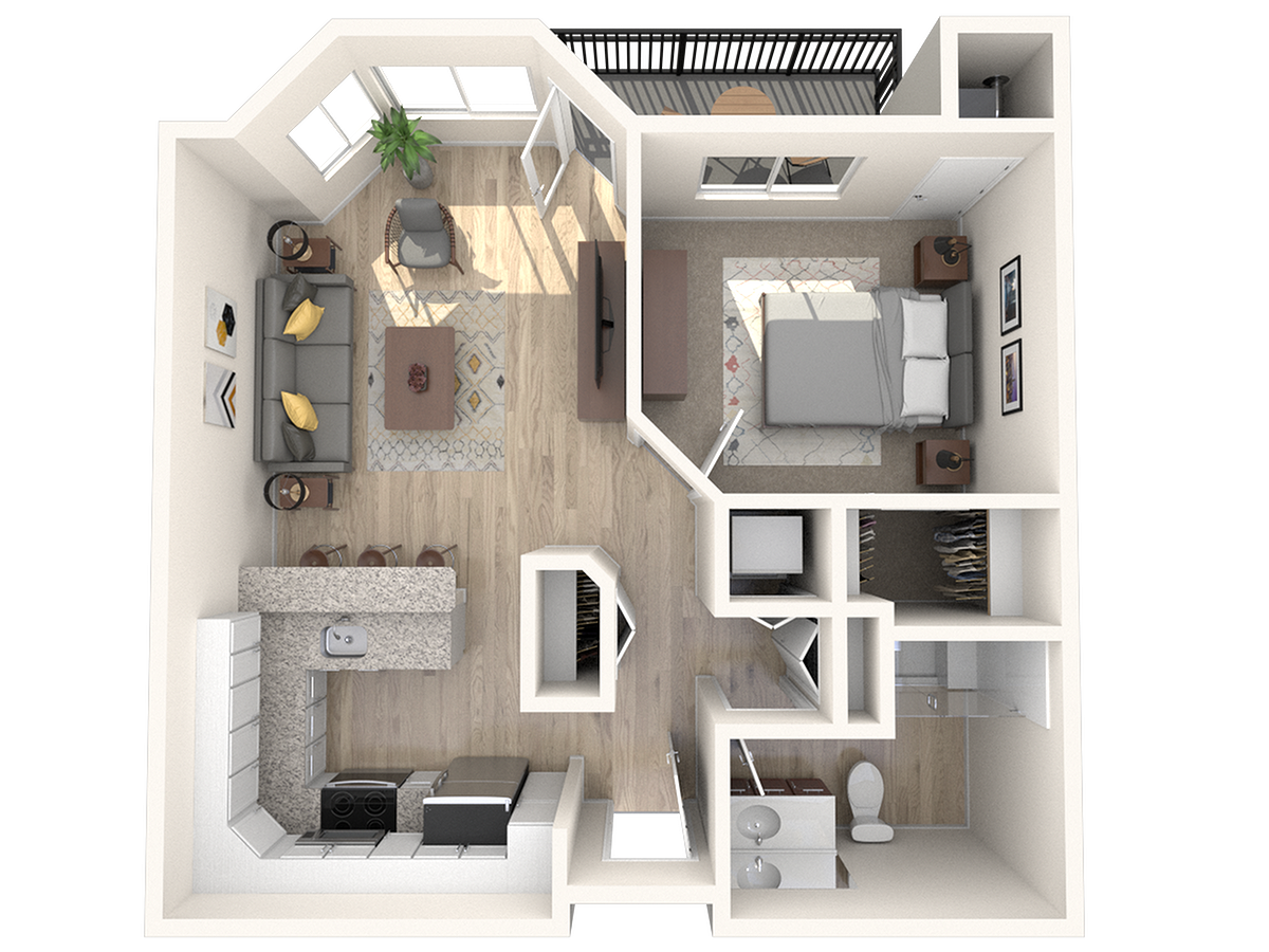 Floorplan diagram for 3a2-garr, showing 1 bedroom