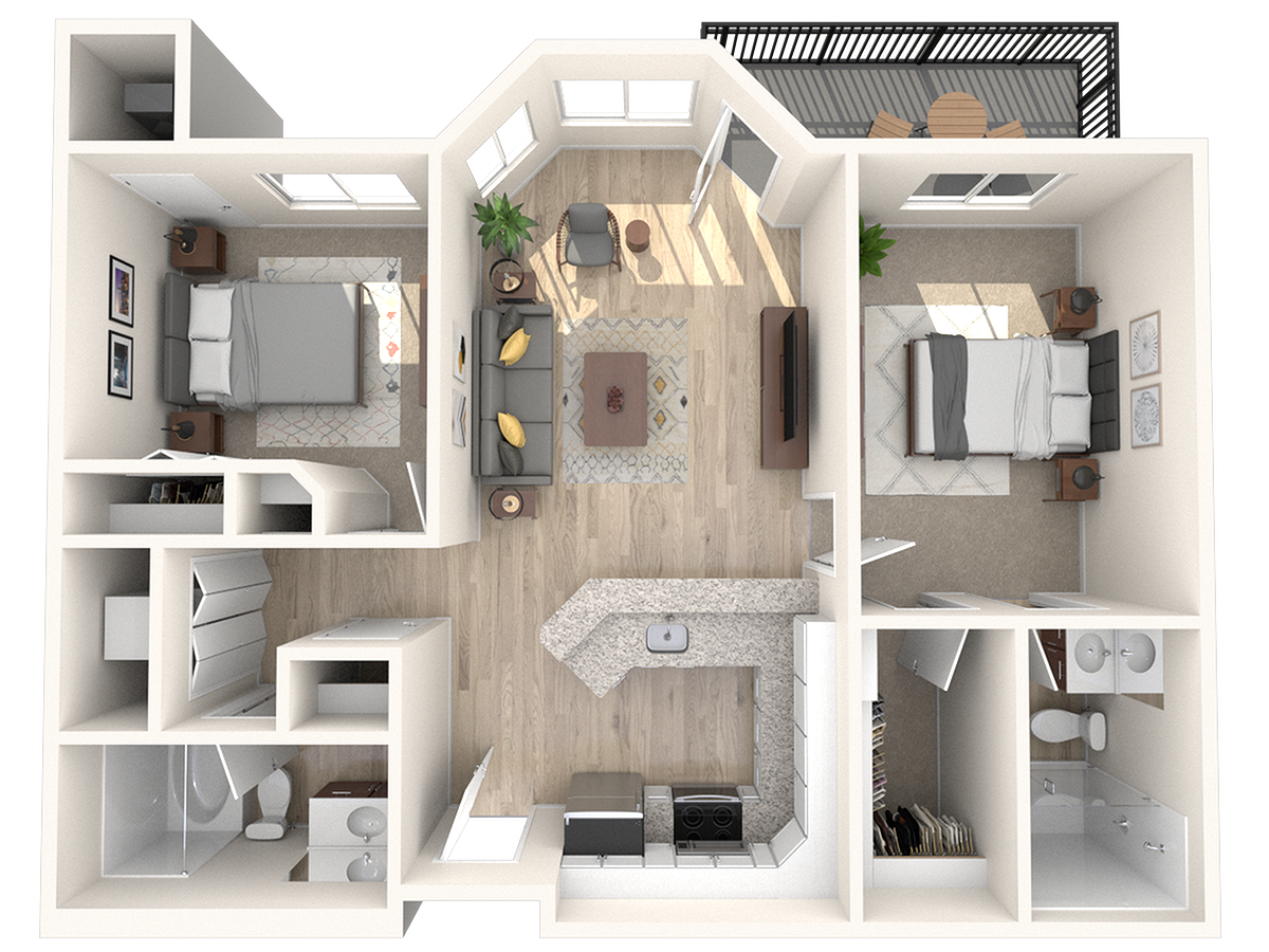 Floorplan diagram for 3b1-farr, showing 2 bedroom