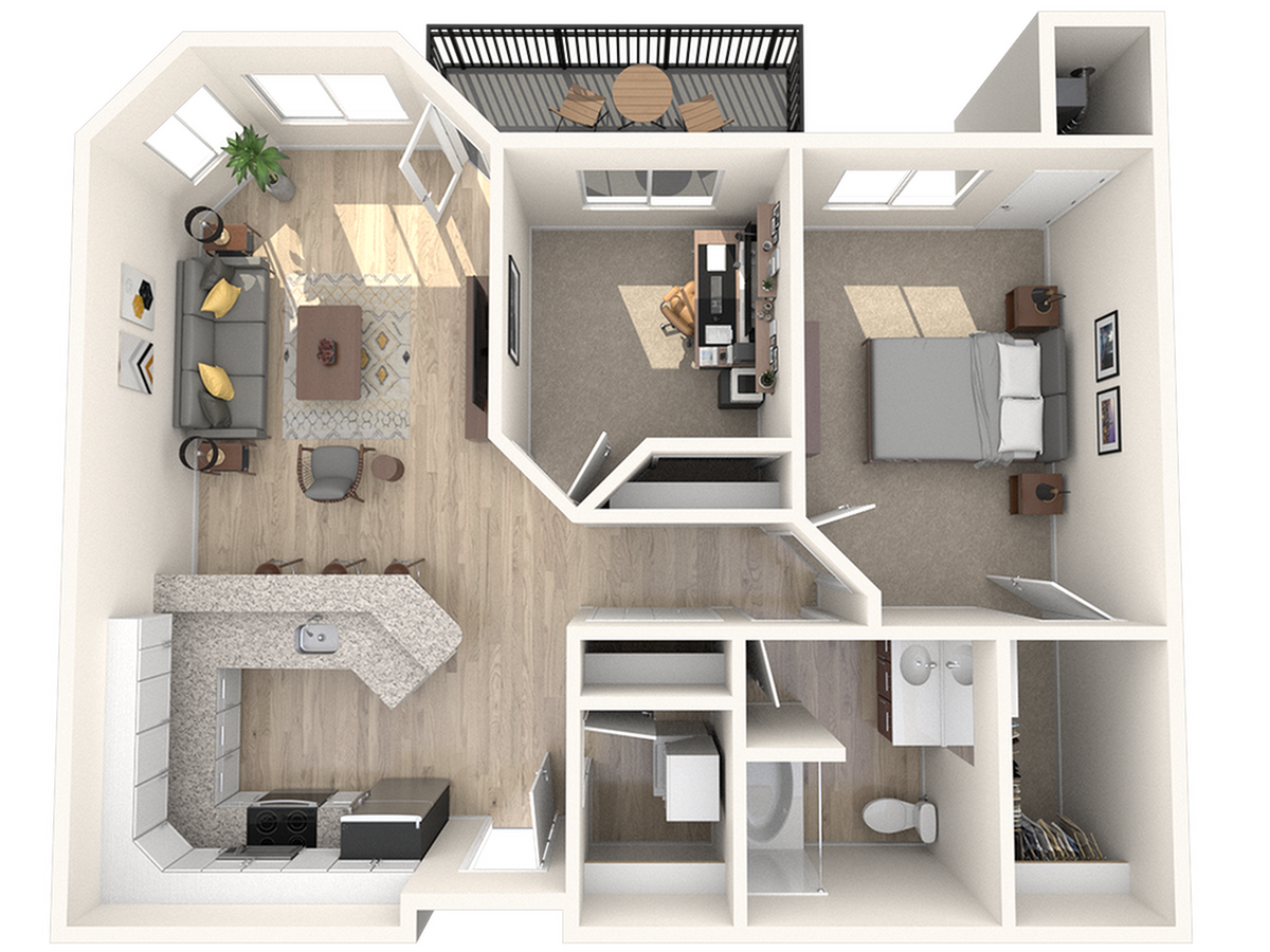 Floorplan diagram for a2r-garr, showing 1 bedroom