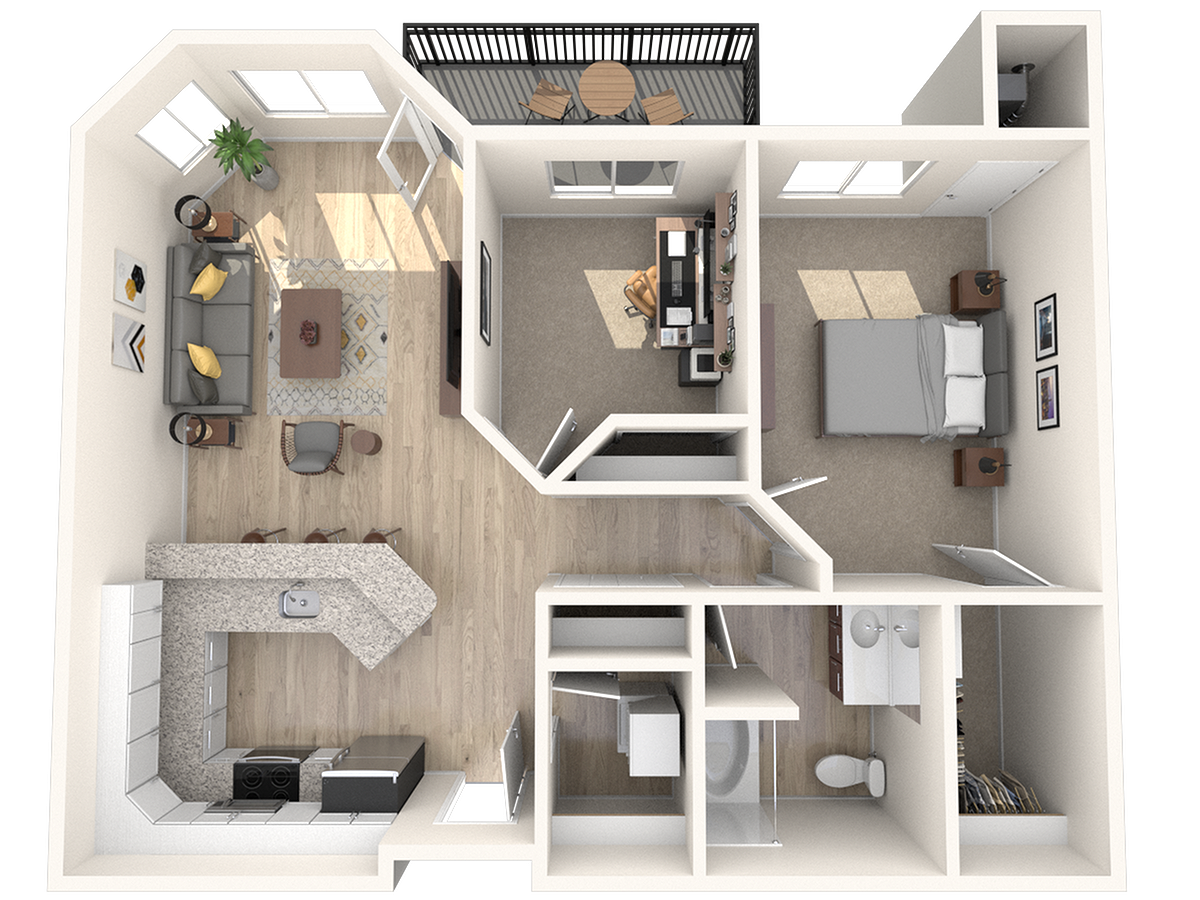 Floorplan diagram for a4r-derb, showing 1 bedroom