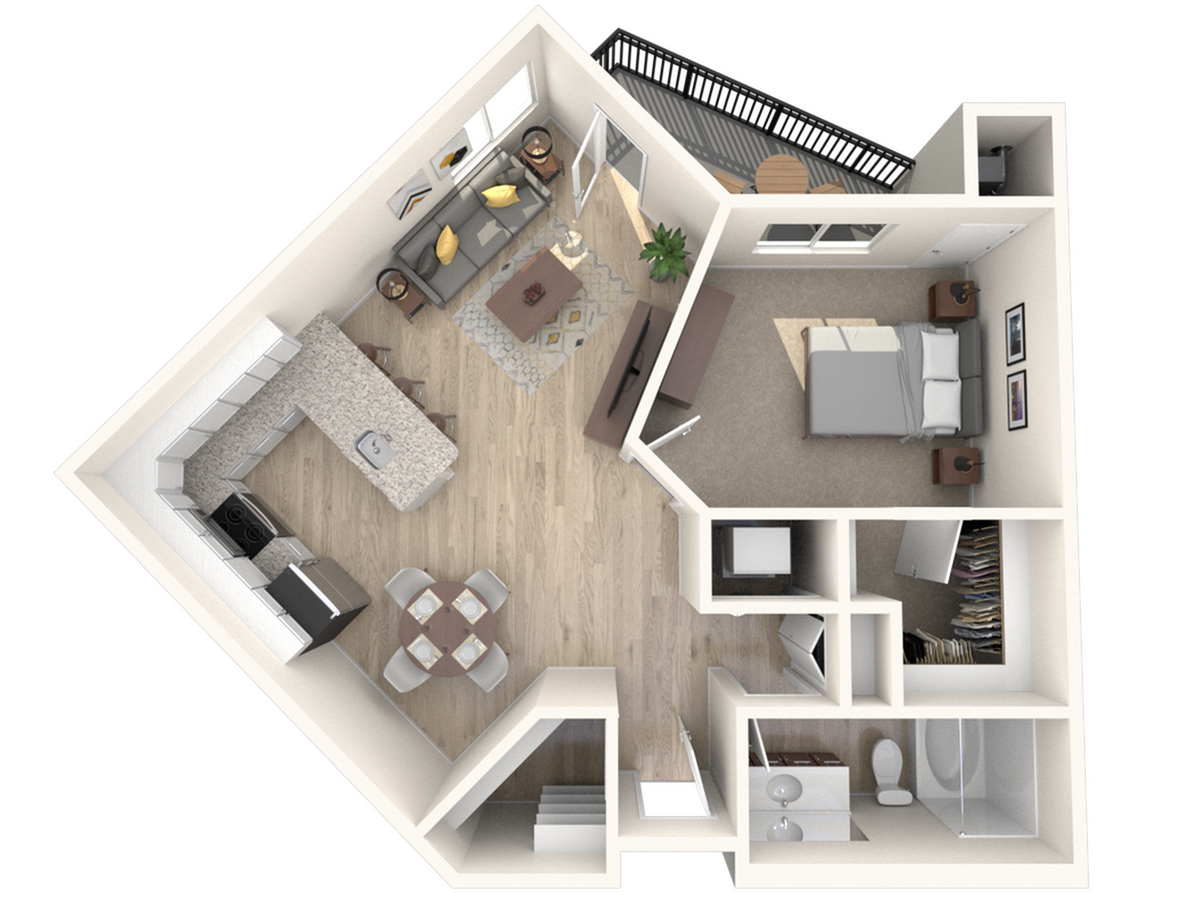 Floorplan diagram for A1, showing 1 bedroom