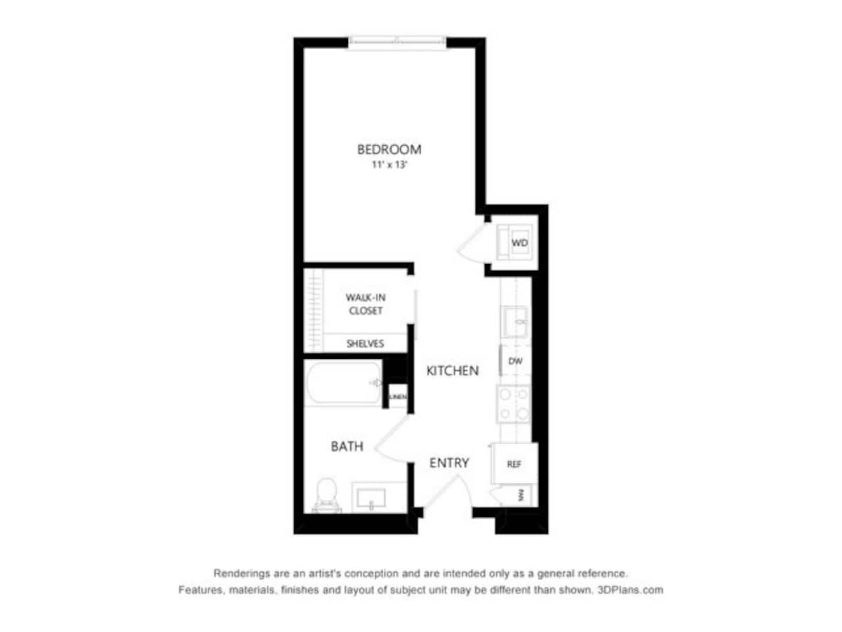 Floorplan diagram for A-34, showing Studio