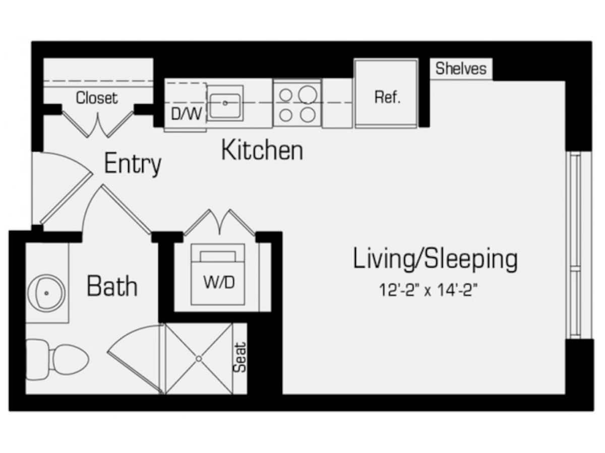 Floorplan diagram for M1, showing Studio