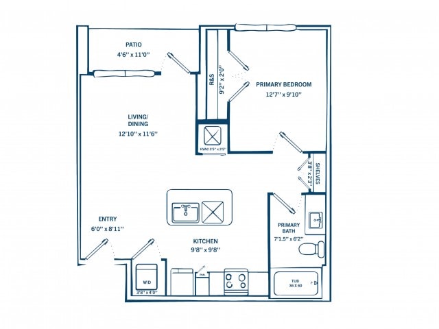 Plano de E2B, que muestra 1 habitación