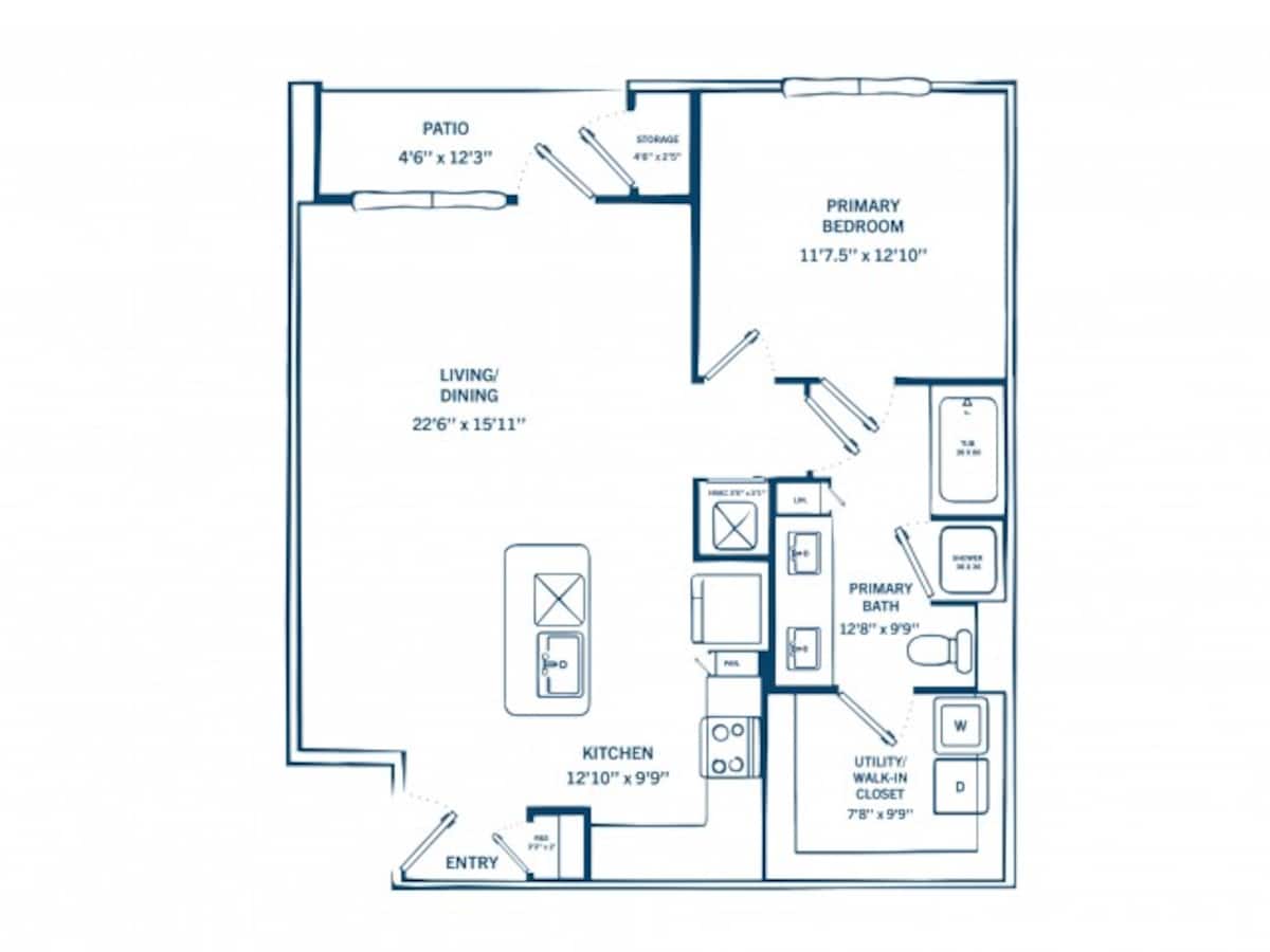 Floorplan diagram for A2A, showing 1 bedroom