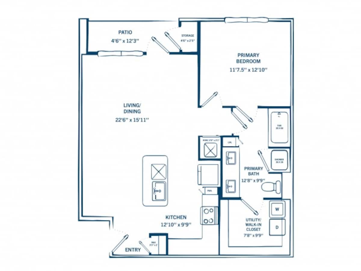 Floorplan diagram for A2, showing 1 bedroom