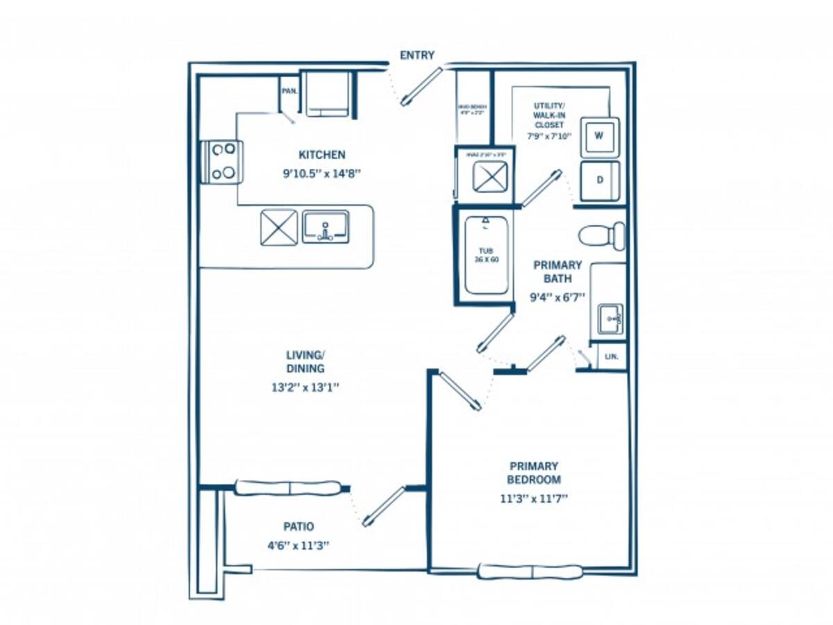 Floorplan diagram for A1C, showing 1 bedroom