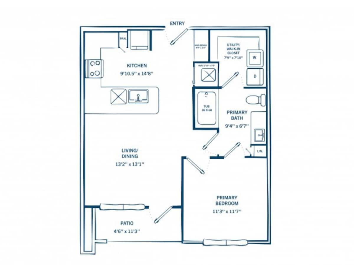 Floorplan diagram for A1C, showing 1 bedroom