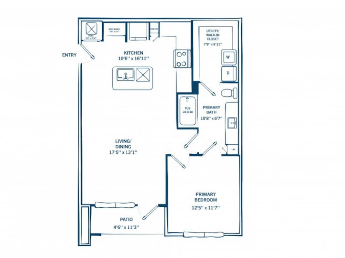 Floorplan diagram for A1B, showing 1 bedroom