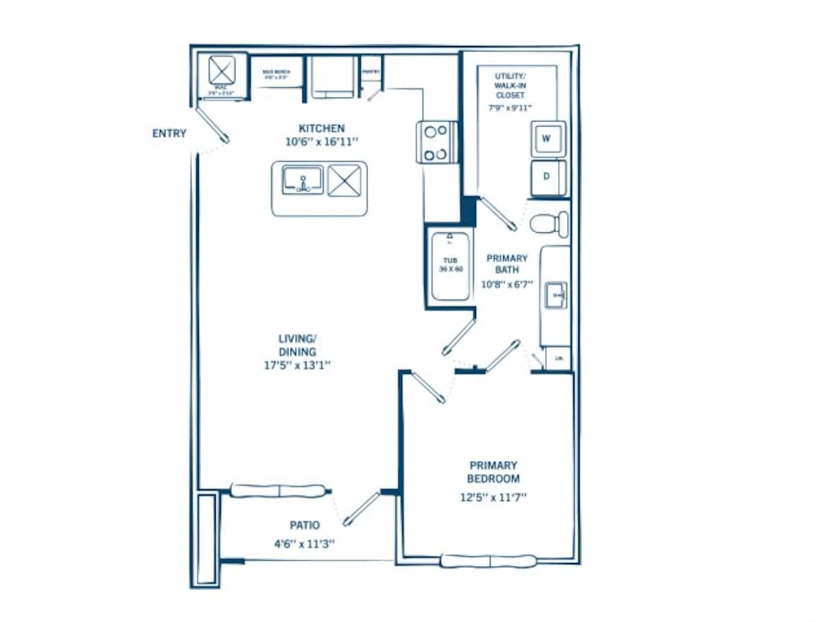 Floorplan diagram for A1, showing 1 bedroom
