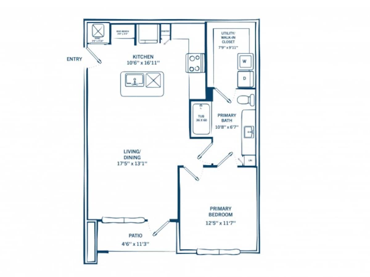 Floorplan diagram for A1HC, showing 1 bedroom