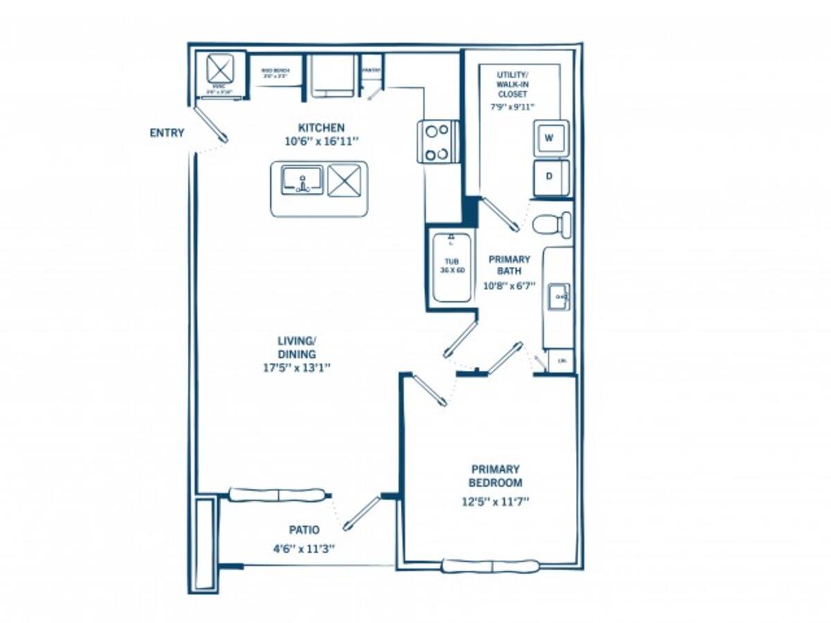Floorplan diagram for A1A, showing 1 bedroom